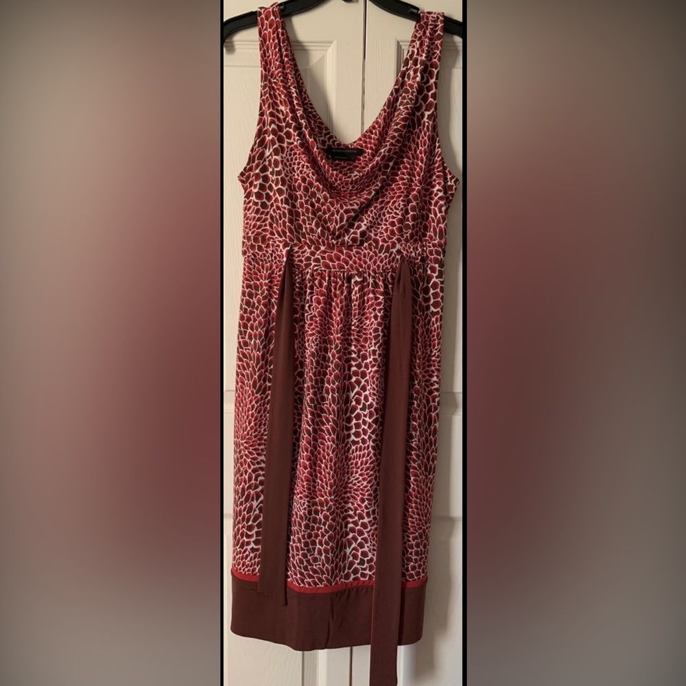 BCBG MAXAZRIA Printed Draped Belted Dress, Size L